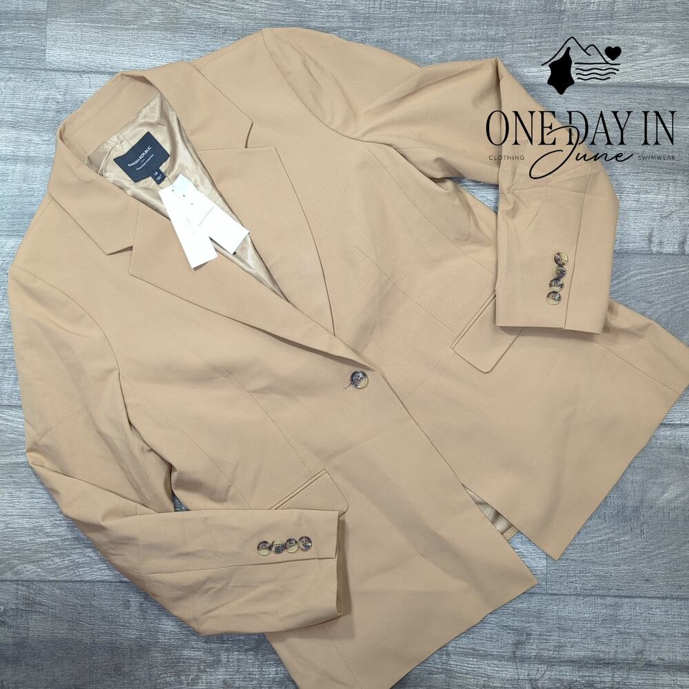 Banana Republic Sculpted Stretch Blazer Afternoon Latte Tan NWT Size 14
